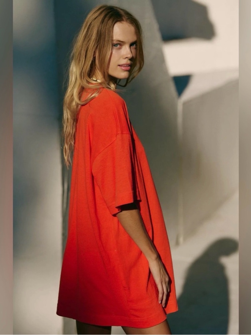 Free People Oversized Short Sleeve Tee in Orange